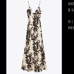 Satin Maxi Dress in Black and Cream